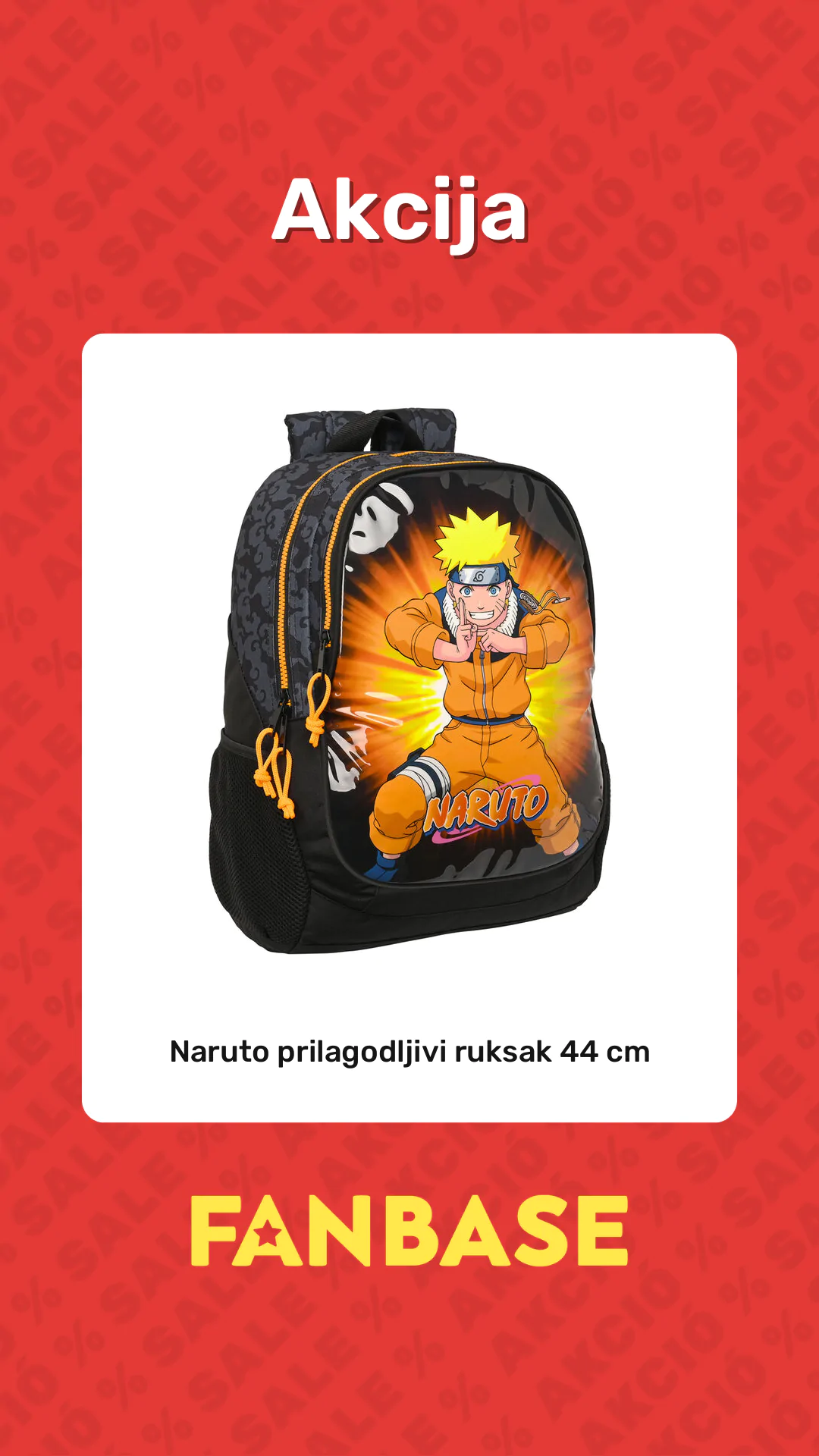 Akcija: Naruto prilagodljivi ruksak 44 cm