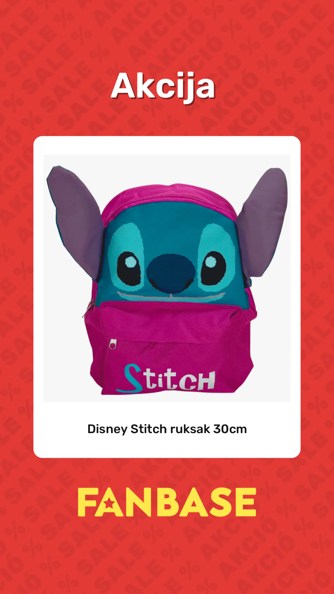 Akcija: Disney Stitch ruksak 30cm