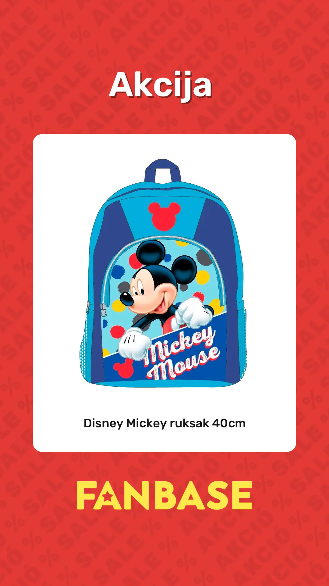 Akcija: Disney Mickey ruksak 40cm