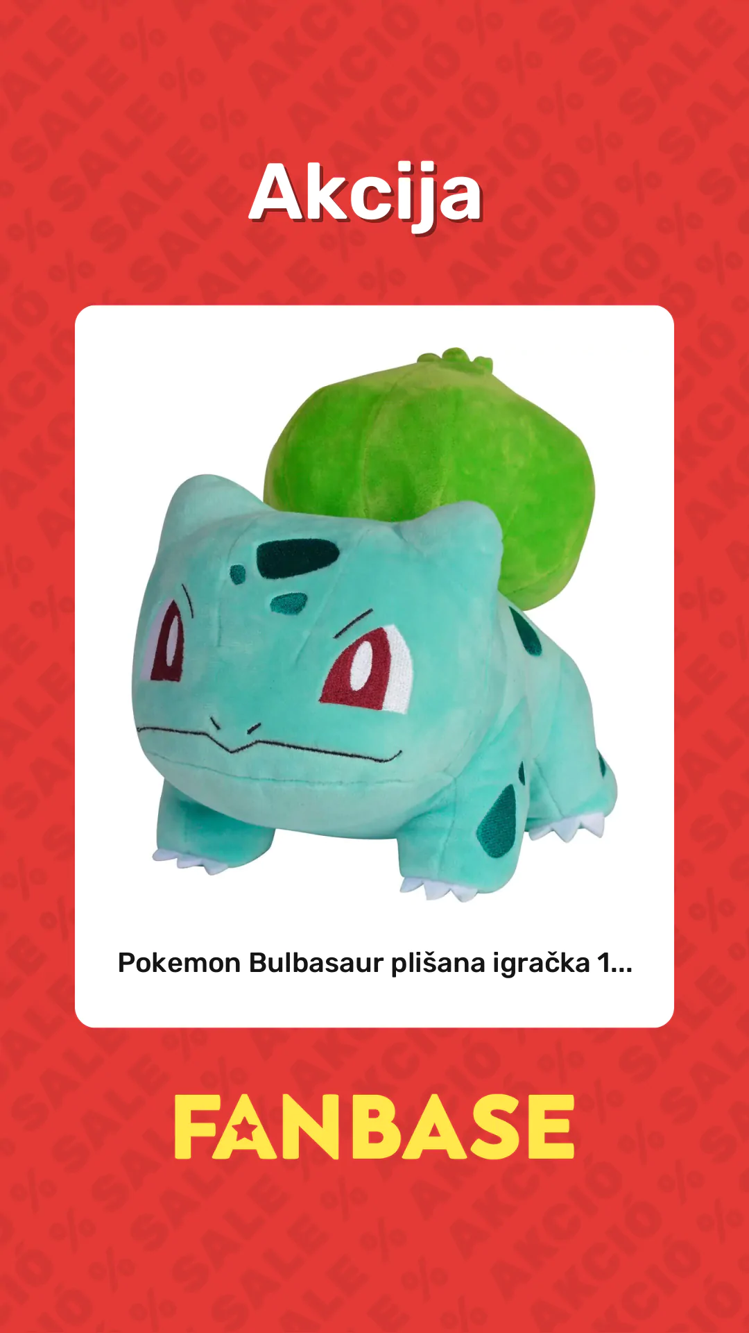 Akcija: Pokemon Bulbasaur plišana igračka 1...