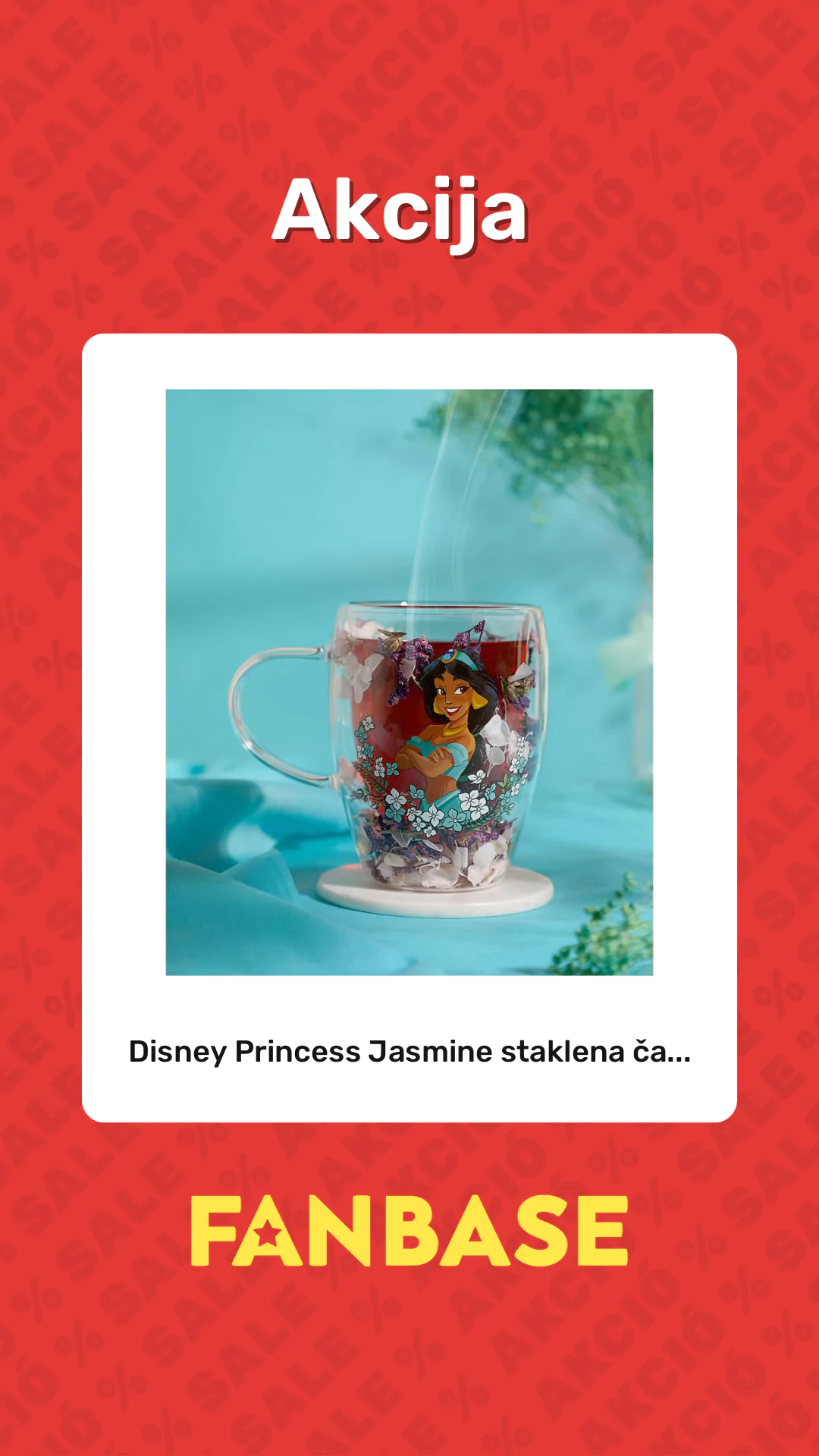 Akcija: Disney Princess Jasmine staklena ča...
