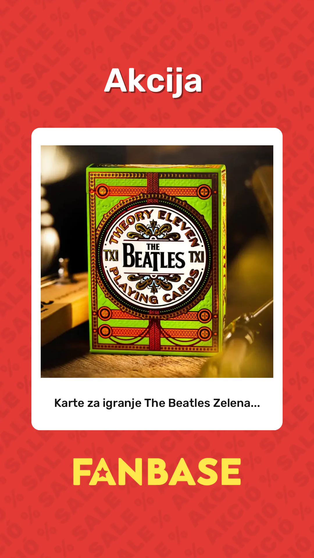 Akcija: Karte za igranje The Beatles Zelena...