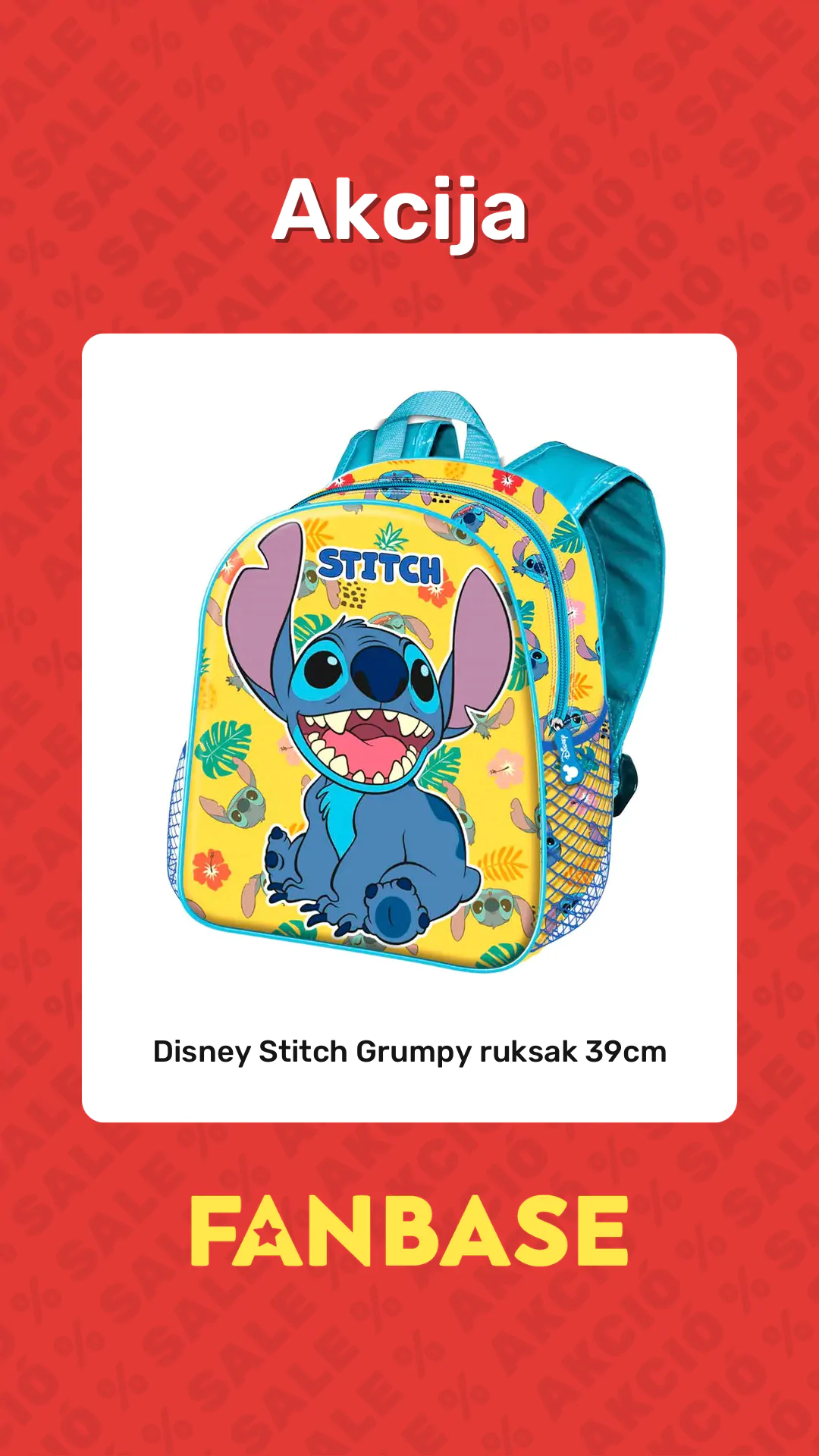 Akcija: Disney Stitch Grumpy ruksak 39cm