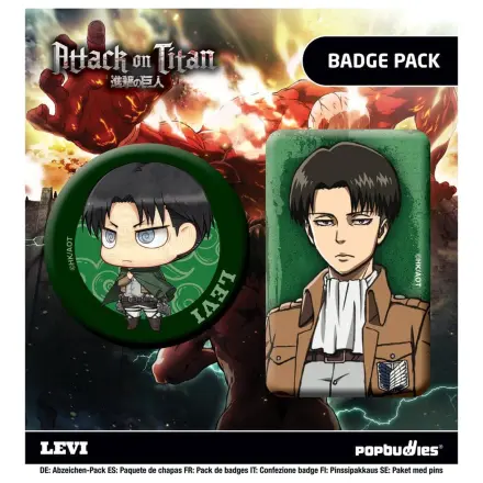 Attack on Titan bedževi, pakiranje od 2 komada, Levi fotografija proizvoda