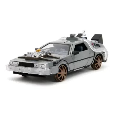 Back to the Future III Hollywood Rides Diecast Model 1/24 DeLorean Time Machine Railroad Wheels Model od lijevanog metala termékfotója