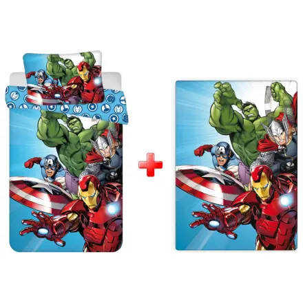 Avengers Svjetloplavi Set posteljine za krevet i fleec deke za djecu, predškolski uzrast fotografija proizvoda
