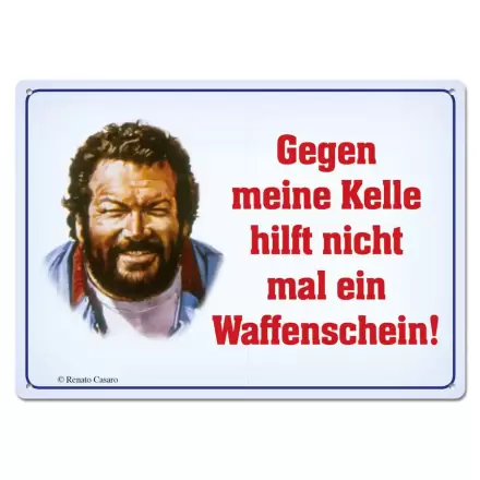 Bud Spencer Metalna Tabla Gegen meine Kelle hilft nicht mal... 10 x 15 cm termékfotója