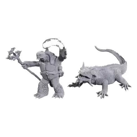 D&D Nolzur's Marvelous Miniatures neobojene minijature Tortle Druid & Wild Shape Giant Lizard fotografija proizvoda