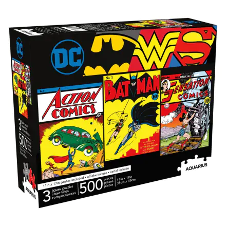 DC Comics Jigsaw Puzzle Batman, Superman, Wonder Woman set od 3 komada (500 dijelova) fotografija proizvoda