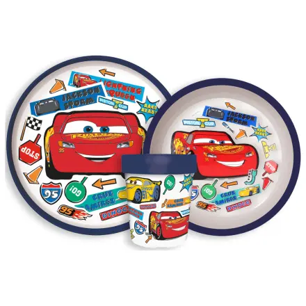 Disney Cars Naljepnice Go Neklizajući set posuđa za večeru, Mikro Plastični set fotografija proizvoda