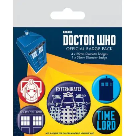 Doctor Who Pin-Back Buttons 5-Pack Uništi termékfotója