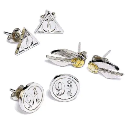 Harry Potter Naušnice paket od 3 Snitch/Deathly Hallows/Platform 9 3/4 (posrebrene) termékfotója