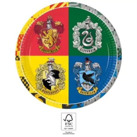 Harry Potter Hogwarts Houses papirnati tanjuri 8 kom 23 cm FSC fotografija proizvoda