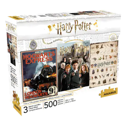 Harry Potter Jigsaw Puzzle filmski poster 3-Pack (500 dijelova) termékfotója