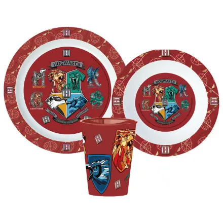 Harry Potter School Shields Set posuđa za jelo, mikroplastični set, sa 260 ml staklenom čašom fotografija proizvoda