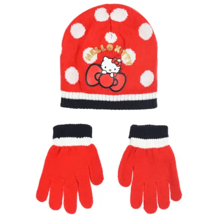 Hello Kitty Cute Dots Red dječji set kape i rukavica 54 cm fotografija proizvoda