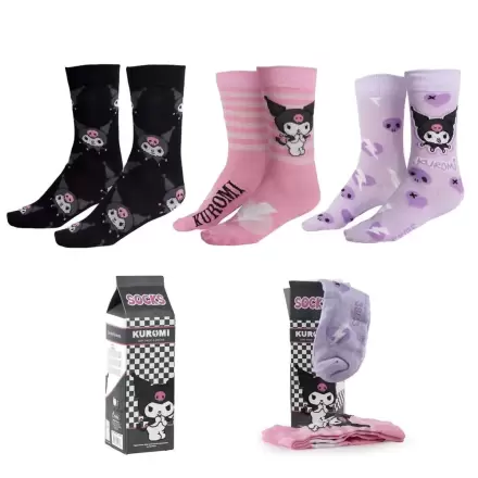 Hello Kitty Kuromi paket 3 para odraslih čarapa fotografija proizvoda