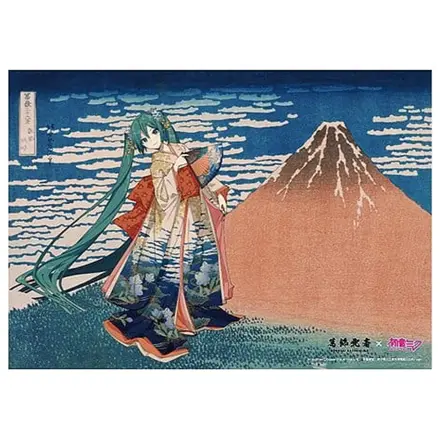 Katsushika Hokusai x Hatsune Miku Akrilni panel Trideset šest pogleda na planinu Fuji Lijepi vjetar, vedro jutro 30 cm fotografija proizvoda