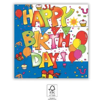 Kokliko Happy Birthday salvete 20 kom 33x33 cm FSC fotografija proizvoda