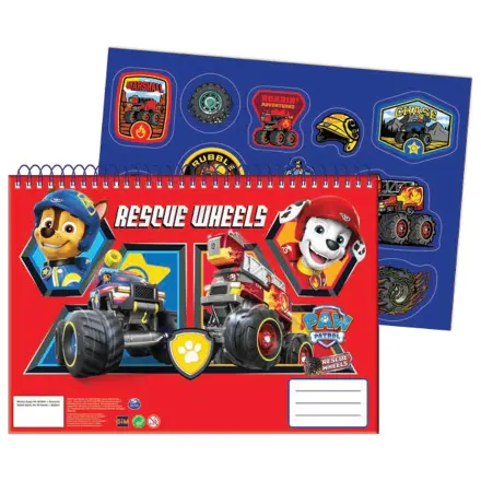 Paw Patrol Rescue Wheels A/4 Spiralna bilježnica za crtanje s 40 naljepnica fotografija proizvoda