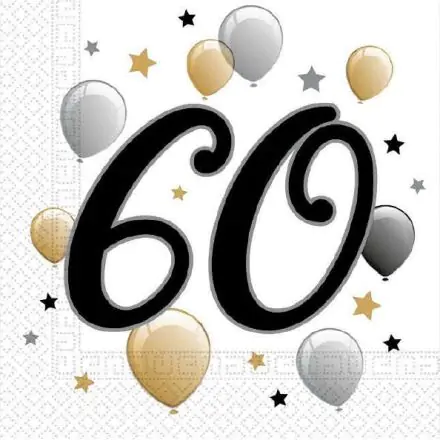 Milestone, Happy Birthday 60 Salvete 20-dijelni 33x33 cm fotografija proizvoda