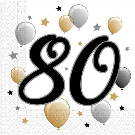 Milestone, Happy Birthday 80 salveta, pakiranje od 20, 33x33 cm fotografija proizvoda