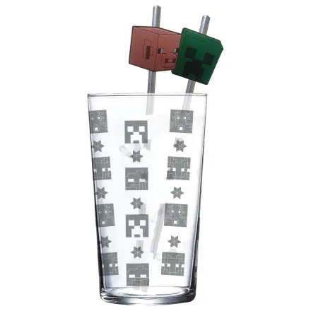 Minecraft staklena čaša sa slamkama fotografija proizvoda