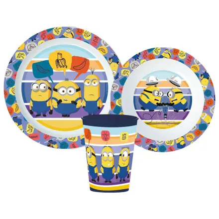 Minions Striped Set za večeru, set mikro plastike, s šalicom od 260 ml fotografija proizvoda