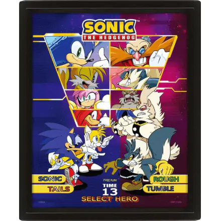 Sonic The Hedgehog 3D lentikularni uokvireni poster Select Your Fighter 26 x 20 cm termékfotója