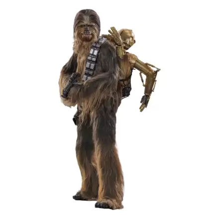 Star Wars Episode V Movie Masterpiece akcijska figura 1/6 Chewbacca s rastavljenim C-3PO 36 cm termékfotója